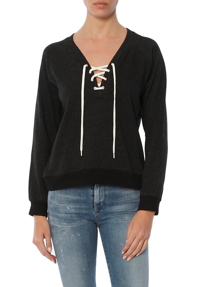 Monrow Lace Up Sweatshirt