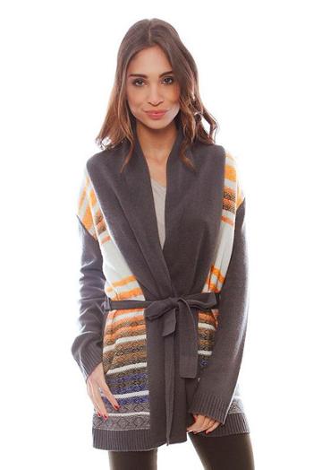 Twelfth St. By Cynthia Vincent Knit Stripe Log Cabin Sweater