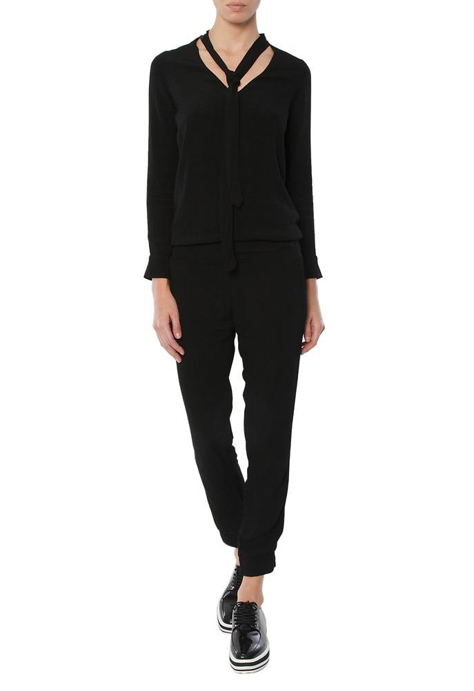 Monrow Tie Front Long Sleeve Jumpsuit