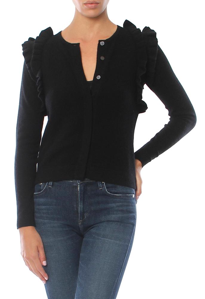 Minnie Rose Cashmere Ruffle Cardigan