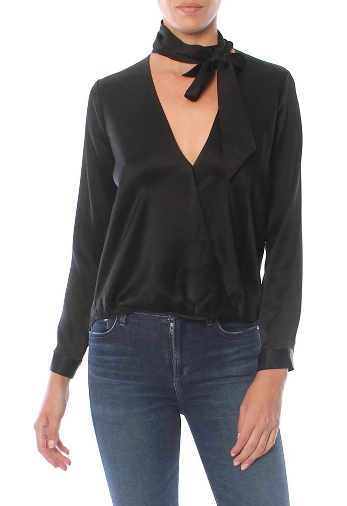 Mason By Michelle Mason Wrap Blouse With Tie Neck