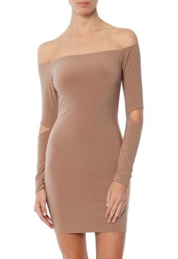 My Style Mode Double Lined Off The Shoulder Cut Out Elbow Mini Dress