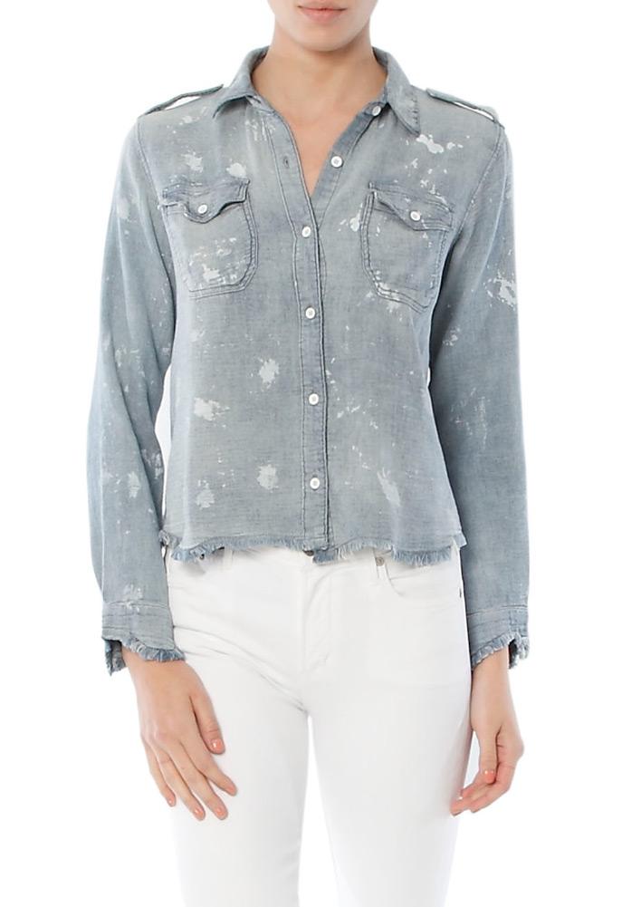 Generation Love J.j. Paint Torn Hem Button Down