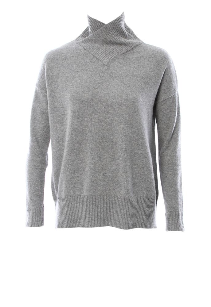 Minnie Rose Slouch Cross Over Turtleneck Sweater