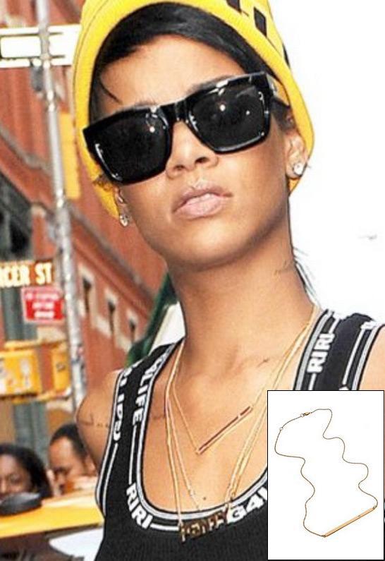 Jennifer Zeuner Chelsea Horizontal Integrated Bar Necklace With Diamond As Seen On Rihanna