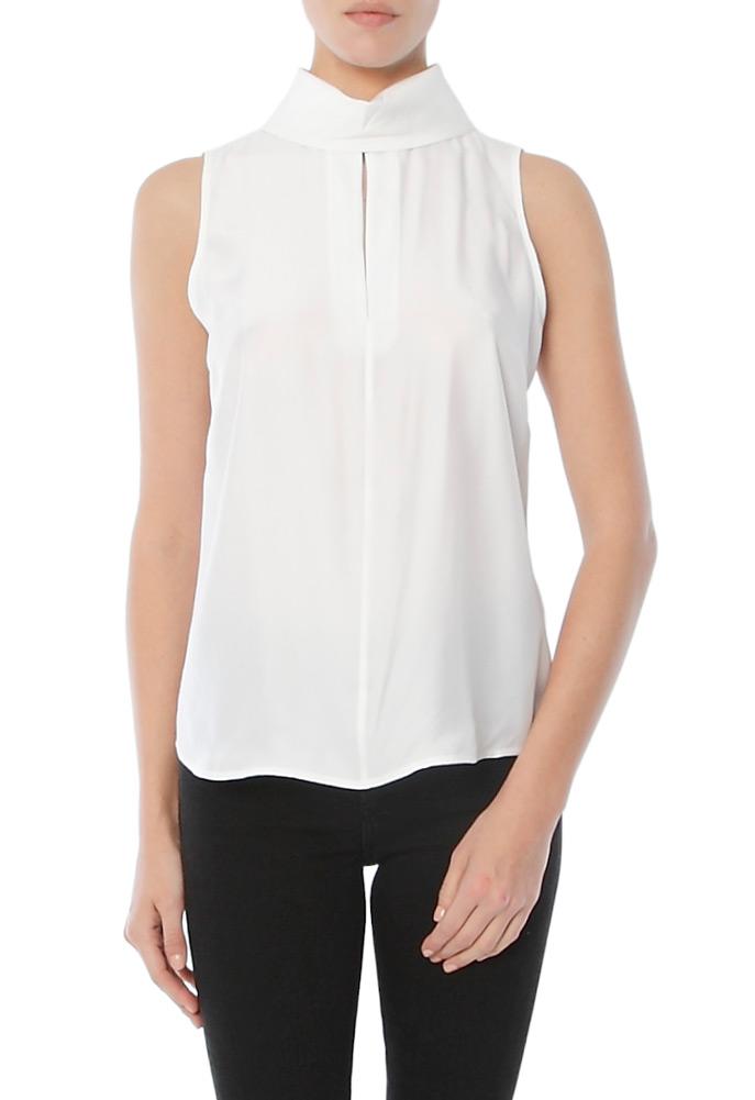 Frame Denim Mock Neck Silk Blouse