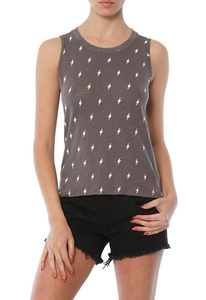 Monrow Boxy Tank With Lightning Print