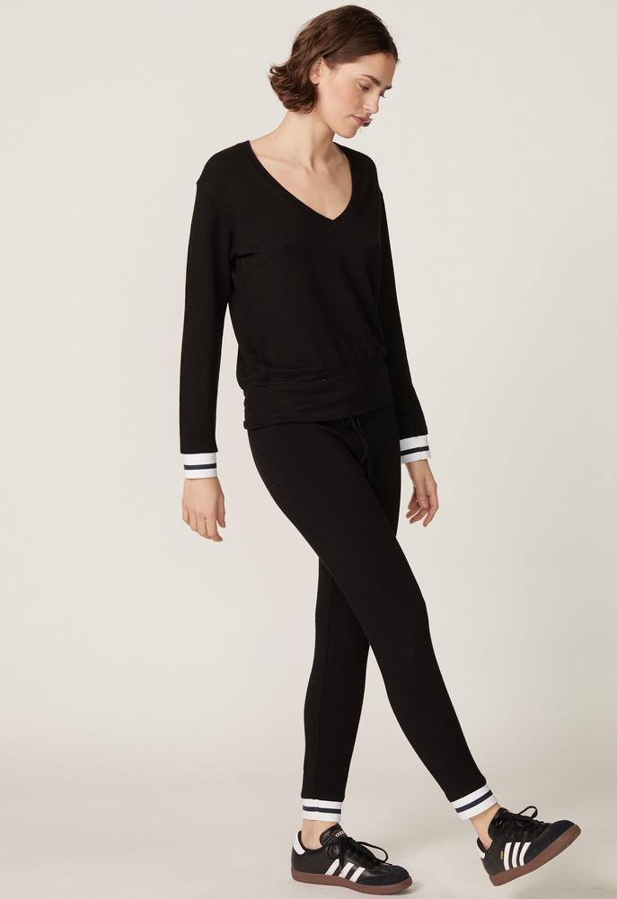 Monrow Dark Heather Supersoft Skinny Sweatpants With Sporty Elastic