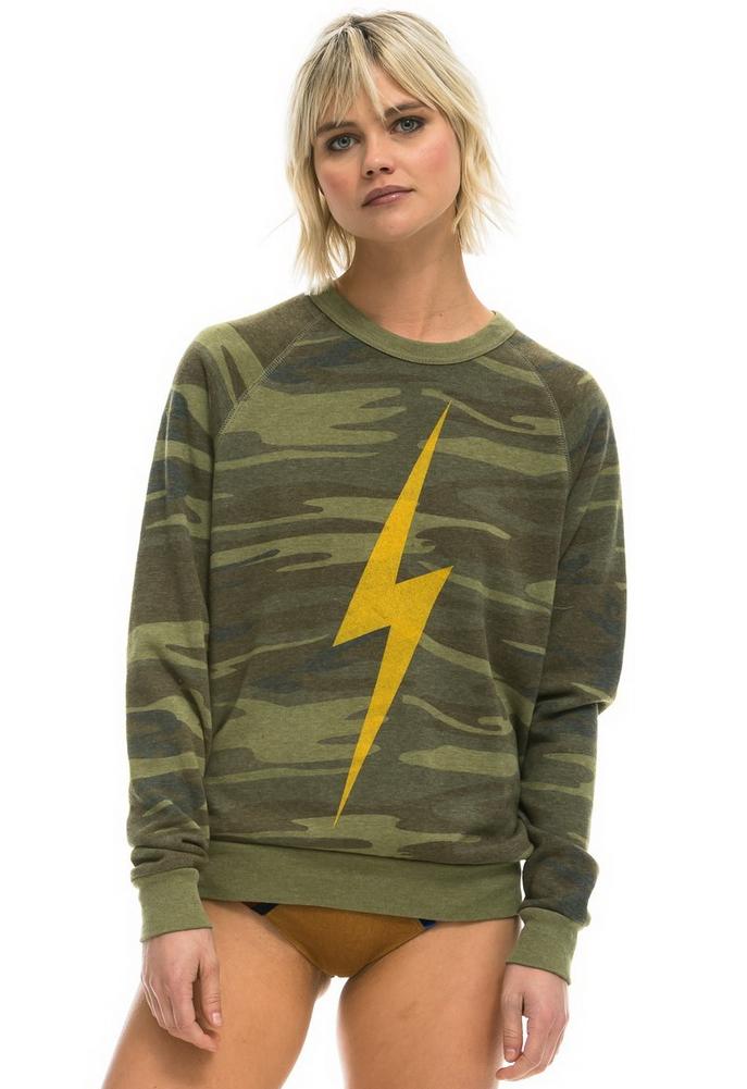 Aviator Nation Camo Bolt Crew Sweatshirt