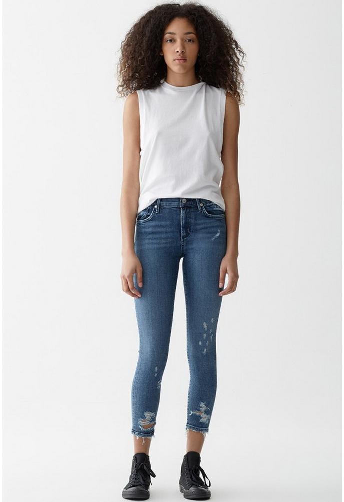 Agoldesophie Crop Jean With Chewed Hem And Waistband