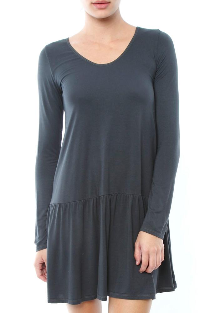 Michael Lauren Everley Long Sleeve Dress With Ruffle Skirt