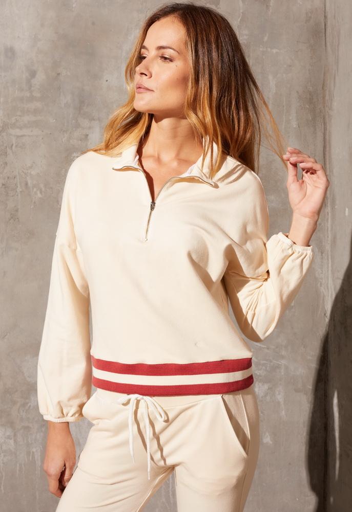 Monrow Sporty Top With Stripe Rib