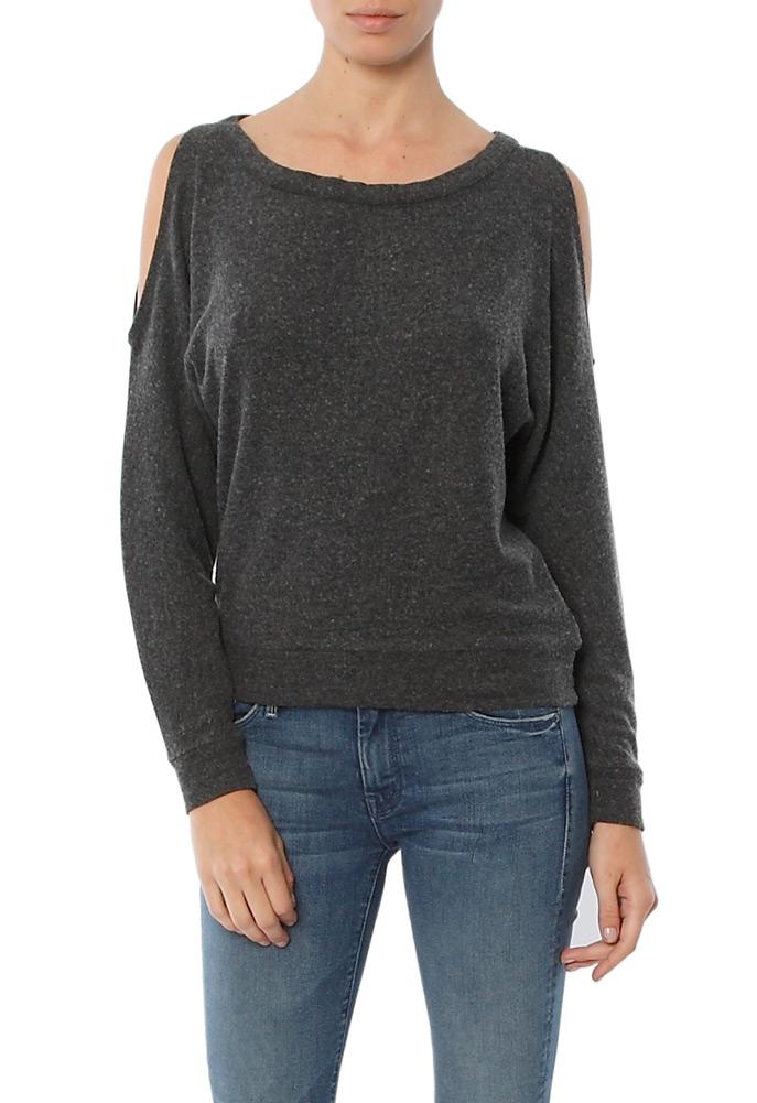 Chaser Love Knit Cold Shoudler Vent Back Long Sleeve Dolman
