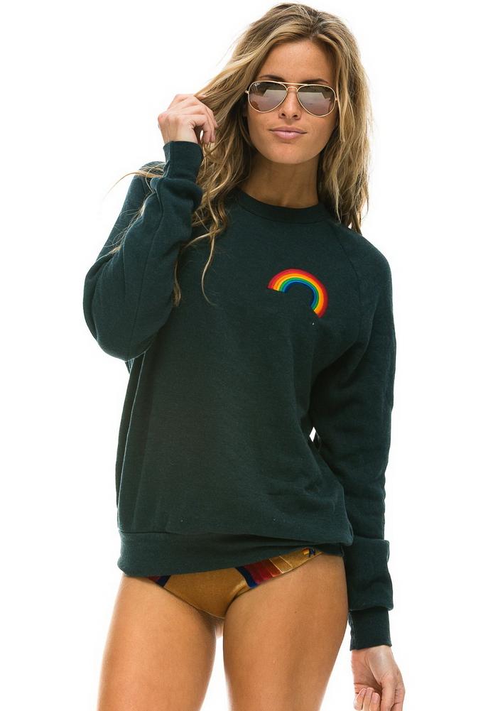 Aviator Nation Rainbow Embroidery Crew Pullover