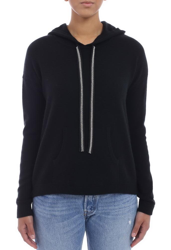 Minnie Rose Cashmere Hoodie With Rhinestone Drawstring