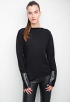 Generation Love Paige Asymmetric Hem Sweater With Leather Cuff