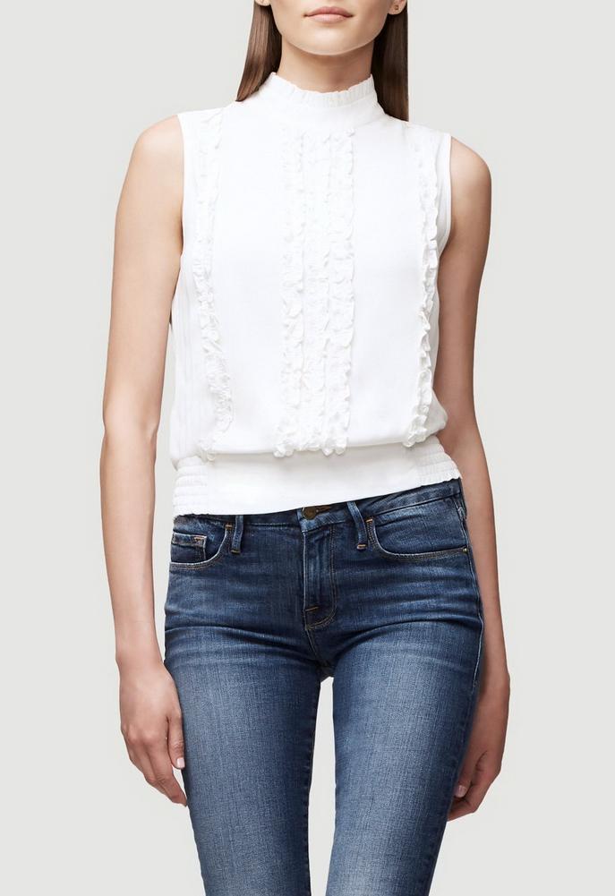 Frame Denim Button Back Ruffle Top