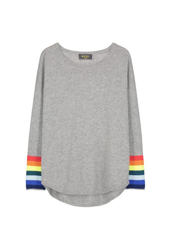 Wyse London Liz Rainbow Cuff Slouchy Sweater