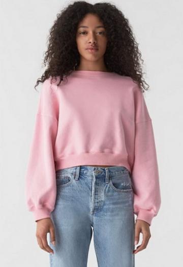 A Gold E Balloon Sleeve Cropped Sweatshirt