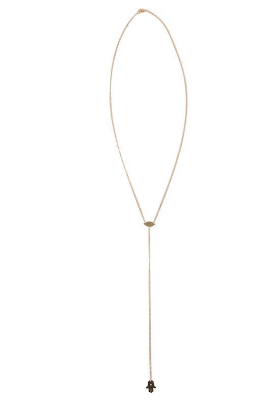 Jennifer Zeuner Eye/hand Lariat Necklace With Diamond And Sapphire