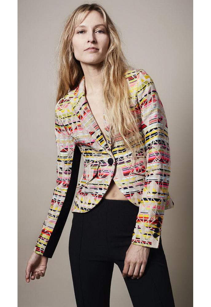 Smythe Tuxedo Stripe Open Button Blazer