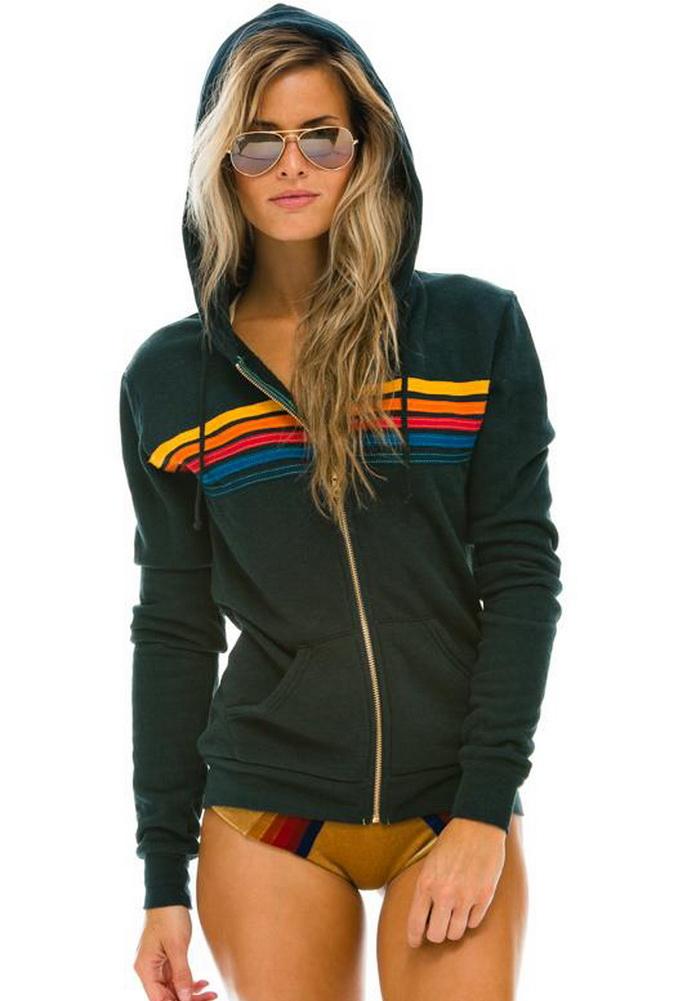 Aviator Nation 5 Stripe Zip Hoodie
