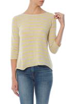 Autumn Cashmere Pencil Stripe Boatneck Sweater With Back Ruffle