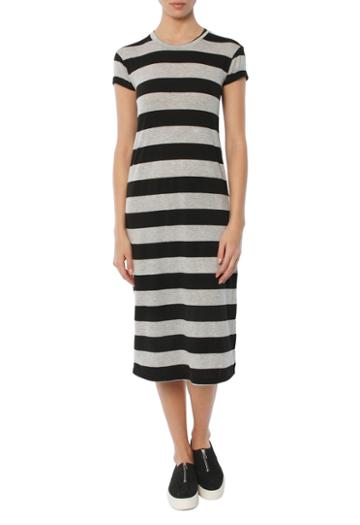 C&c California Gabi Boxy Maxi Dress With Capped Roll Sleeve And Side Slit
