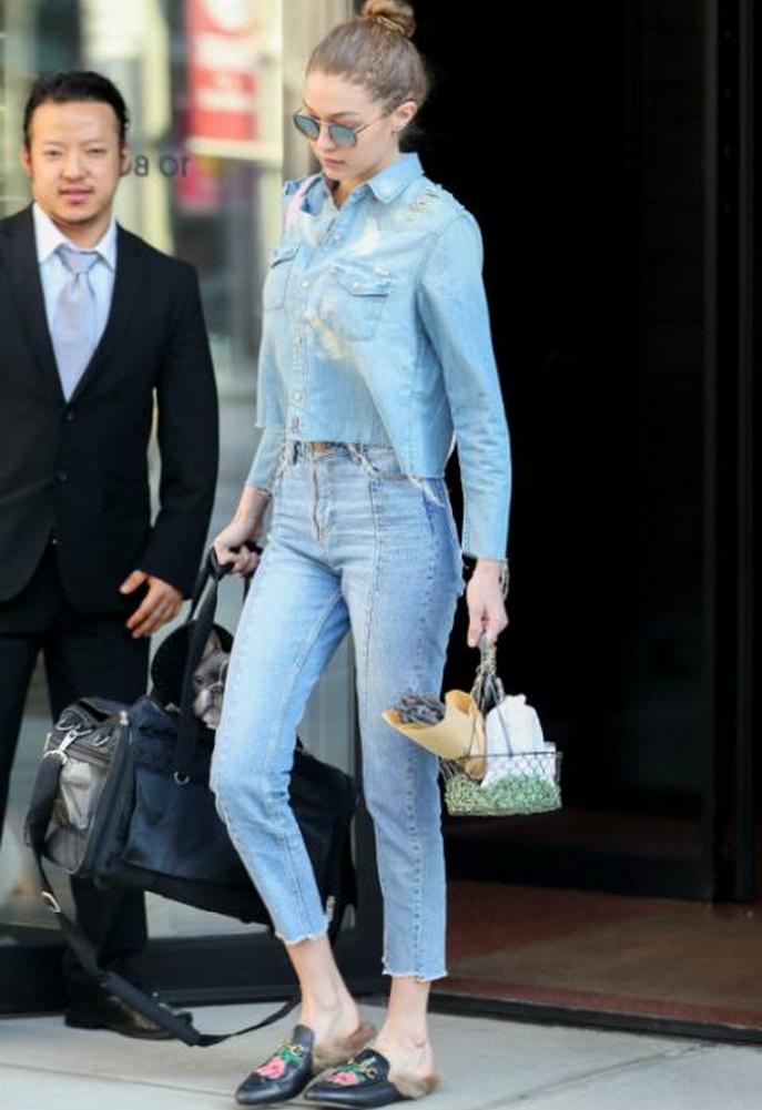 Mother Super Ex's Crop Fray Shirt As Seen On Gigi Hadid