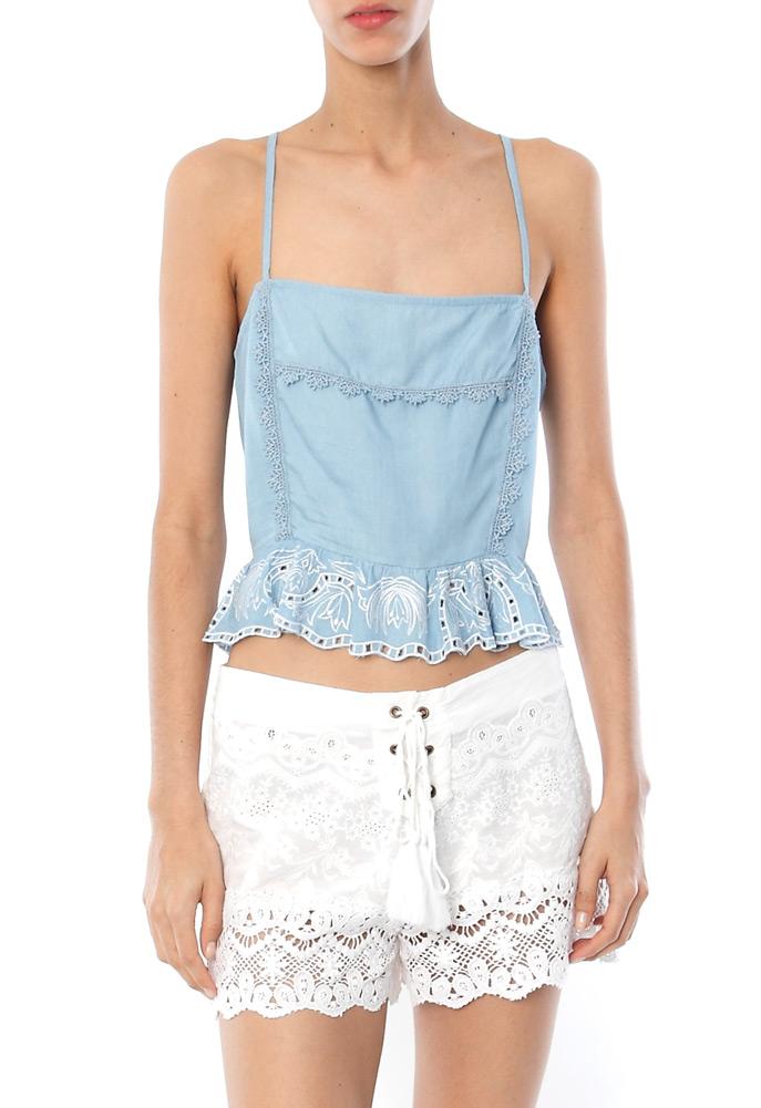 Rahicali Eyelet Ruffle Top