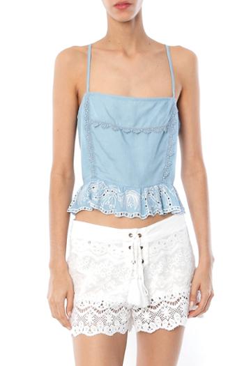 Rahicali Eyelet Ruffle Top
