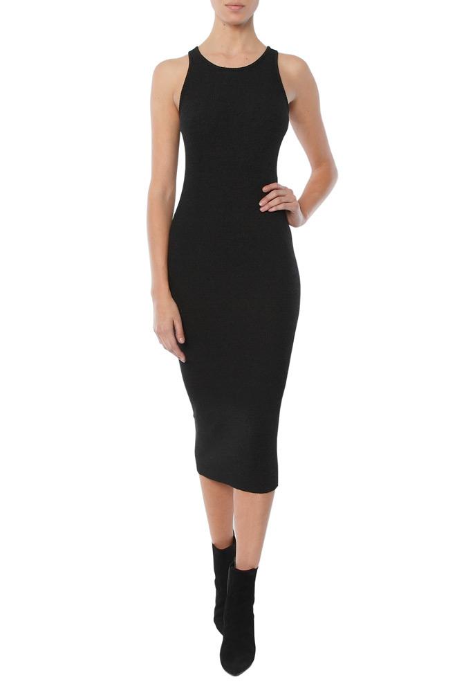 Enza Costa Stretch Mock Twist Rib Sheath Midi Dress