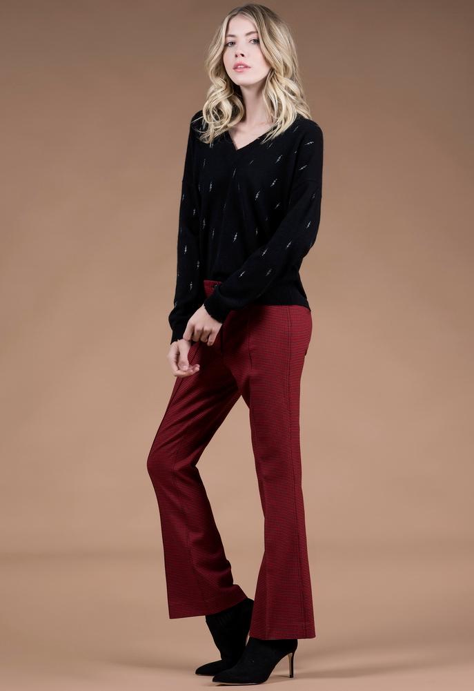 27 Miles Malibu Iris V Neck Sweater With All Over Lightning