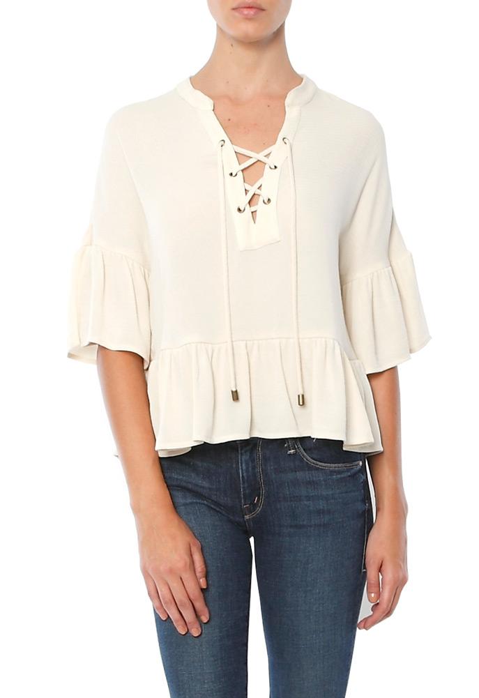 Maven West Haylee Lace Up Ruffle Top