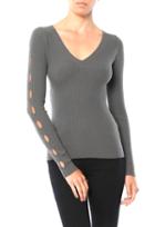 Autumn Cashmere Ribbed V Neck Sweater With Keyholes