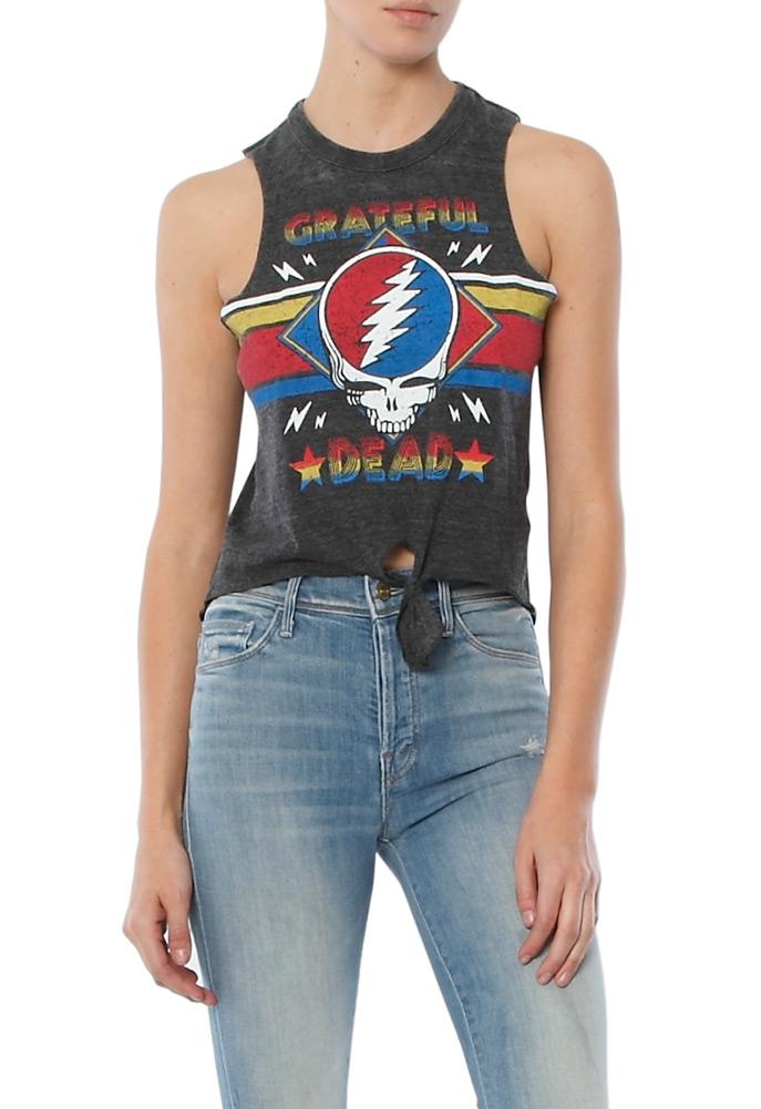 Chaser Grateful Dead Triblend Tie Front Muscle Tee