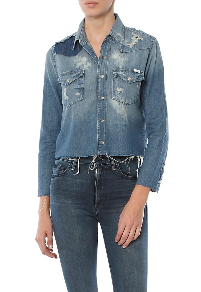 Mother Super Ex's Crop Fray Shirt
