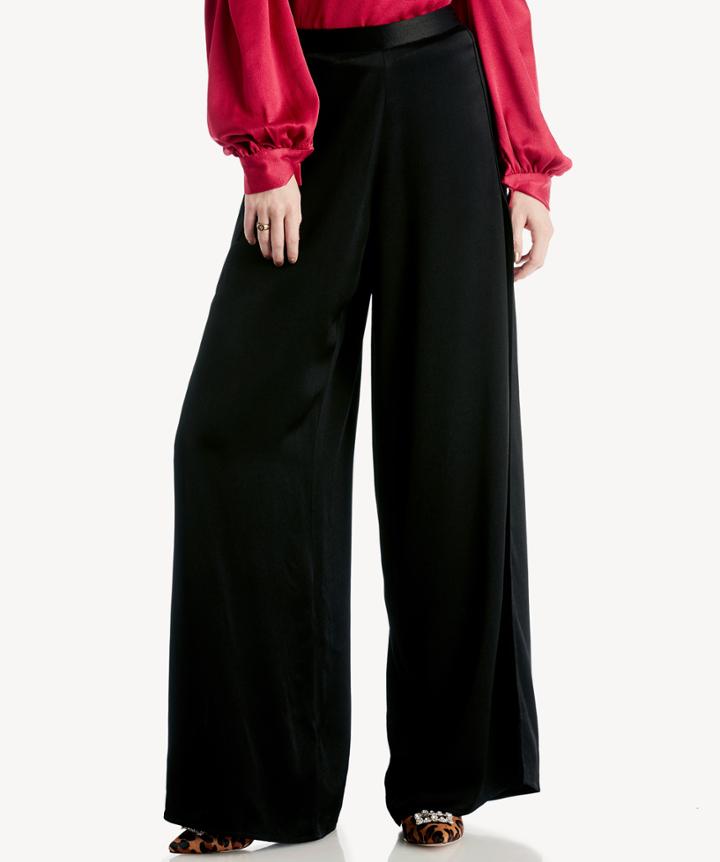 1. State 1. State Flats Front Wide Leg Pants W/ Side Slits Rich Black Size Zero From Sole Society