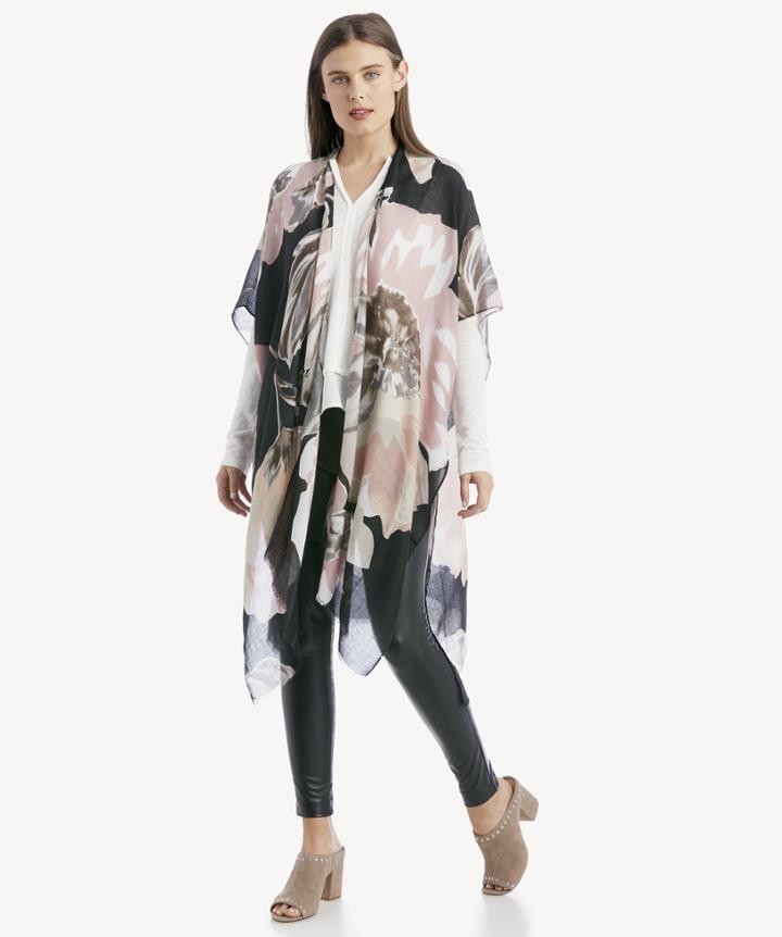 Sole Society Women's Floral Print Duster Black Multi One Size Polyester From Sole Society
