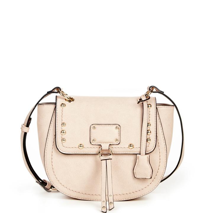 Sole Society Sole Society Stark Studded Flapover Saddle Bag - Blush