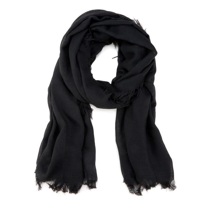 Sole Society Sole Society Lightweight Raw Edge Fringe Scarf - Black