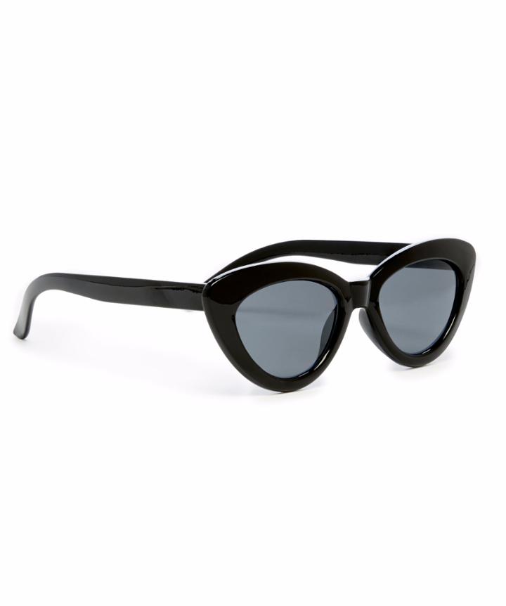 Sole Society Sole Society Kels Slim Cat Eye Sunglasses Shiny Black One Size Os Plastic