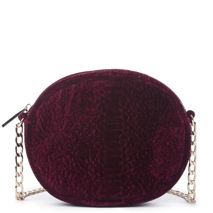 Sole Society Sole Society Miza Exotic Velvet Oval Crossbody - Ruby