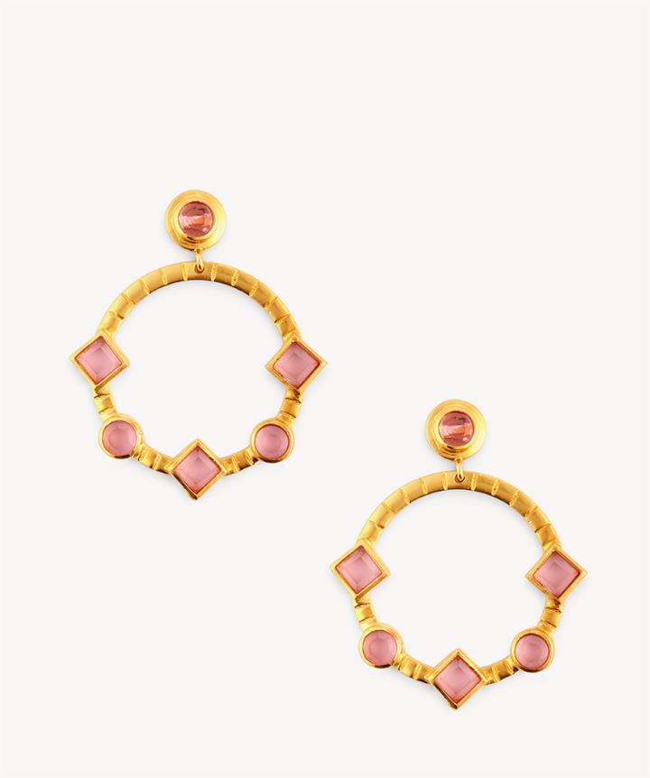 Karen London Karen London 24k Gold Plated Statement Earrings Indian Pink One Size Os From Sole Society