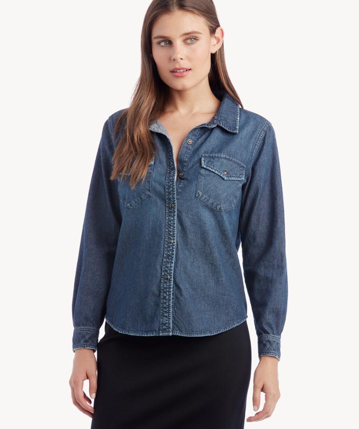 Sanctuary Sanctuary Women's Work Shirt In Color: Lapis Wash Size Xs From Sole Society