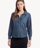 Sanctuary Sanctuary Women's Work Shirt In Color: Lapis Wash Size Xs From Sole Society