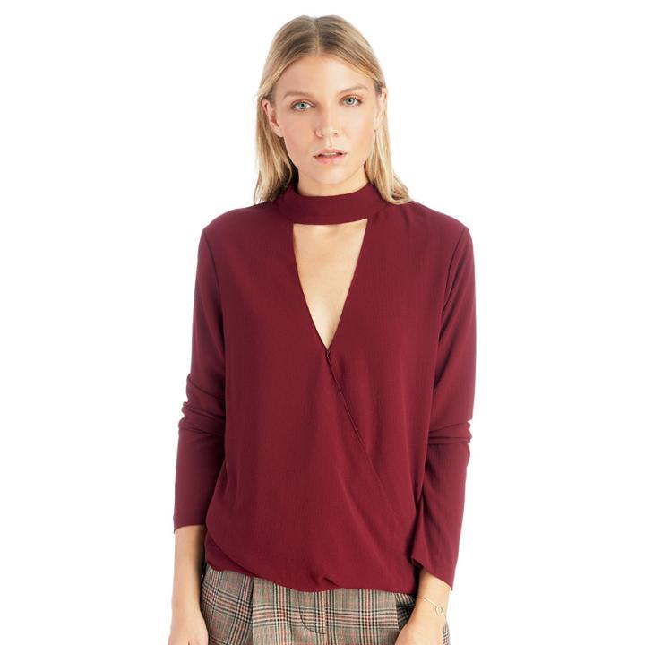 Wayf Wayf Take Me Away Wrap Top - Merlot