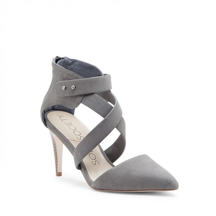 Sole Society Sole Society Tina Strappy High Heel Pump - Grey-6.5