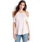 1. State 1. State High Neck Flounce Sleeve Top - Pink Taffeta-x-small