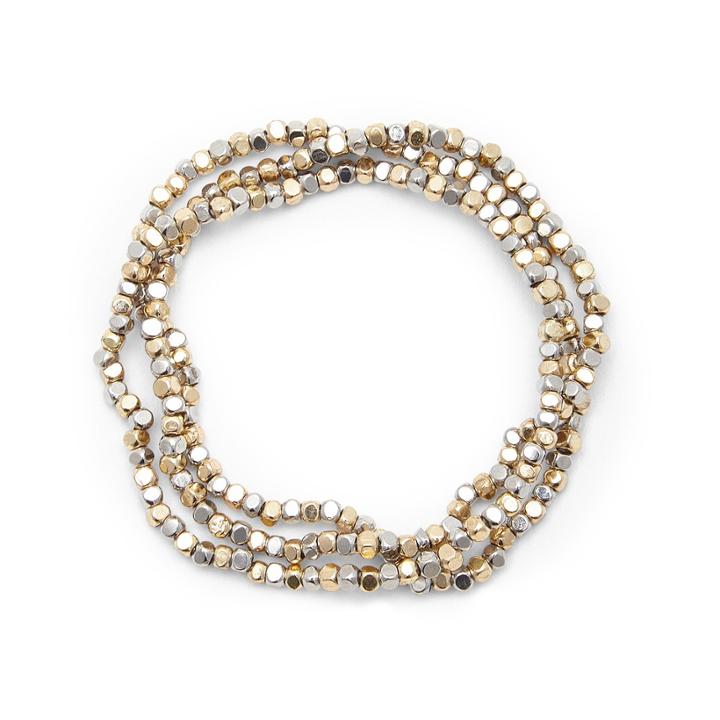 Sole Society Sole Society Metallic Beaded Bracelet - Silver Combo-one Size